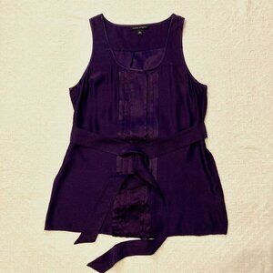 Excellent Condition, SZ M, Banana Republic, 100% Silk Tank w/ Sash, Deep Purple